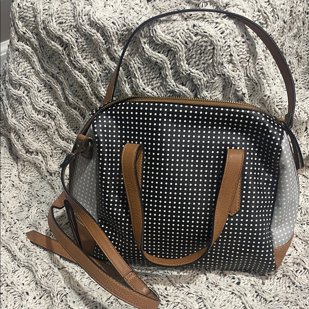 Covington Black and Tan Polka Dot Crossbody Bag